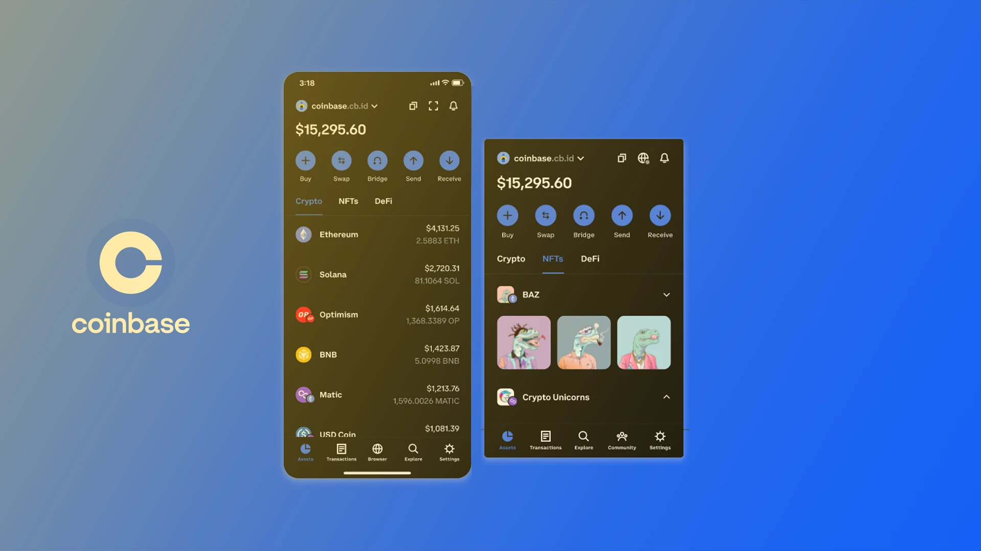 Coinbase app interface
