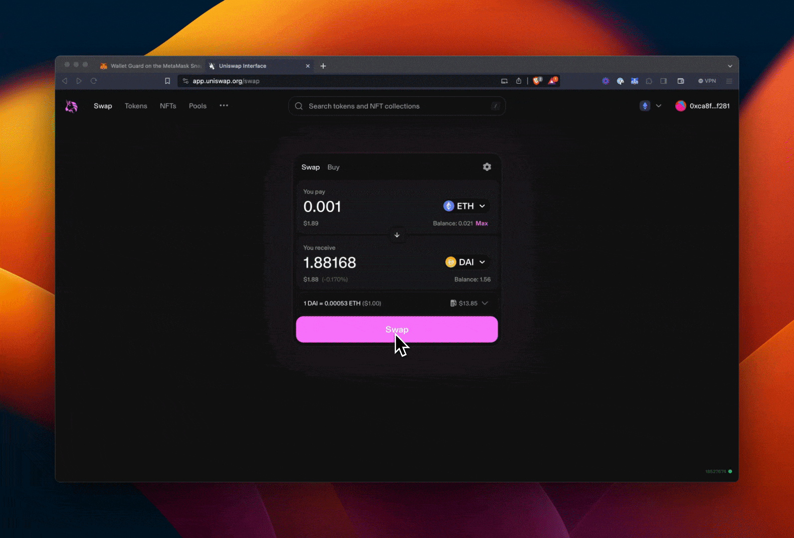 MetaMask mUSD wallet interface