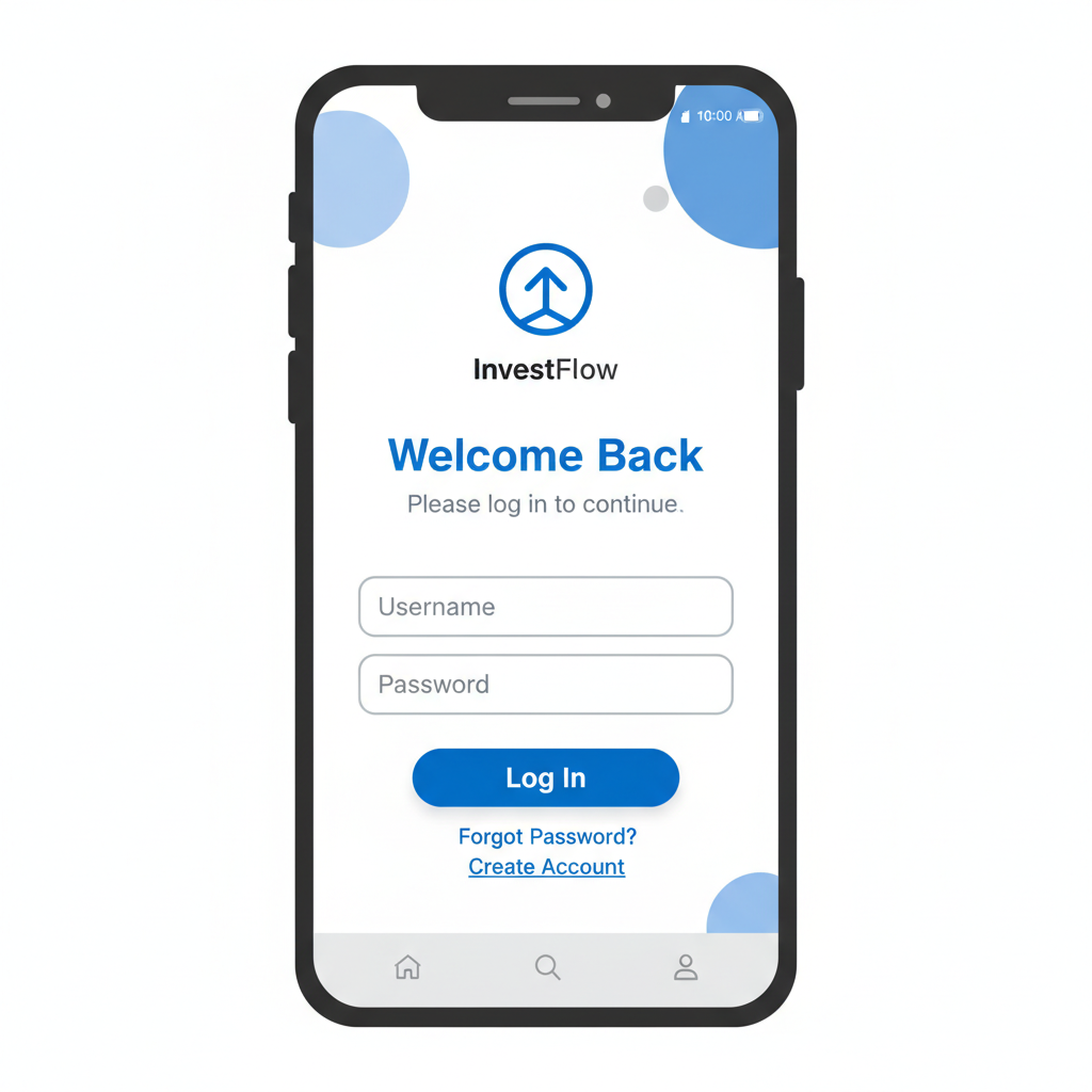clean screenshot of brokerage login screen on mobile app